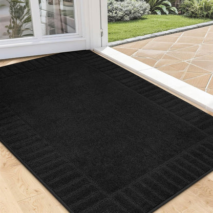 BEQHAUSE Door-Mat Non-Slip Front Doormat Low-Profile Entrance Mats for Front Door Entry Resist Dirt Washable Doormat Absorbent Entryway Door Mat,Black,32"x48"