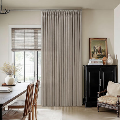 100 Inch Wide Curtains 84 Inches Long Linen Pinch Pleated Curtains for Patio Sliding Door Light Filtering Pinch Pleat Drapes Burlywood Birch Boho Extra Wide 100 x 84 Drapes Living Dining Room 1 Panel