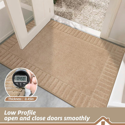 BEQHAUSE Door-Mat Non-Slip Front Doormat Low-Profile Entrance Mats for Front Door Entry Resist Dirt Washable Doormat Absorbent Entryway Door Mat,Taupe,32"x48"
