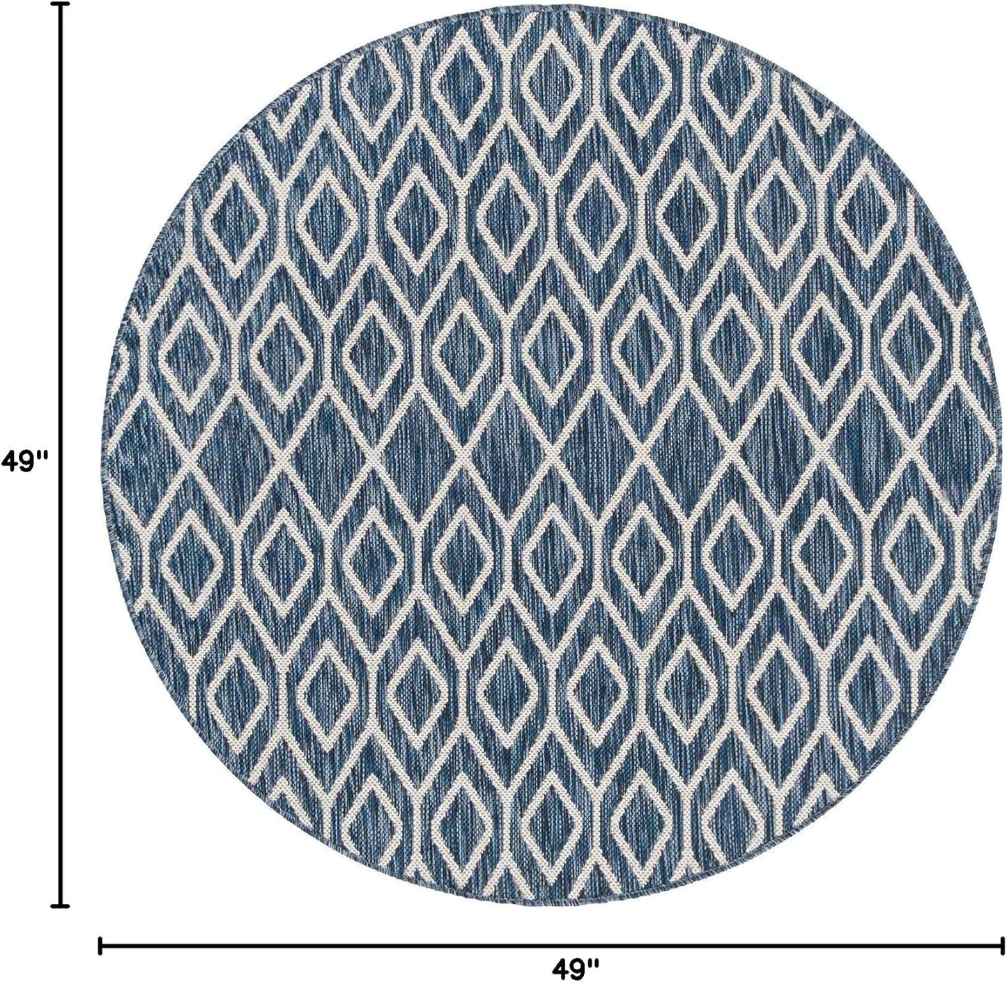 Jill Zarin Outdoor Collection Area Rug - Turks and Caicos (4' Round Blue/Ivory)