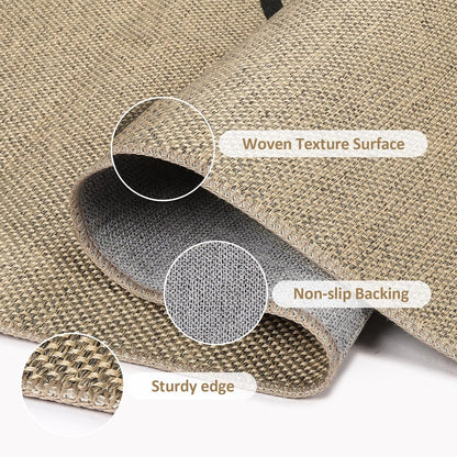 Easy Jute Rug 2x3, Small Area Rug for Entryway, 2x3 Washable Entryway Rug Indoor Outdoor Front Door Mat, Farmhouse Rainbow Non Slip Black Carpet for Kitchen Bathroom, Light Brown/Black