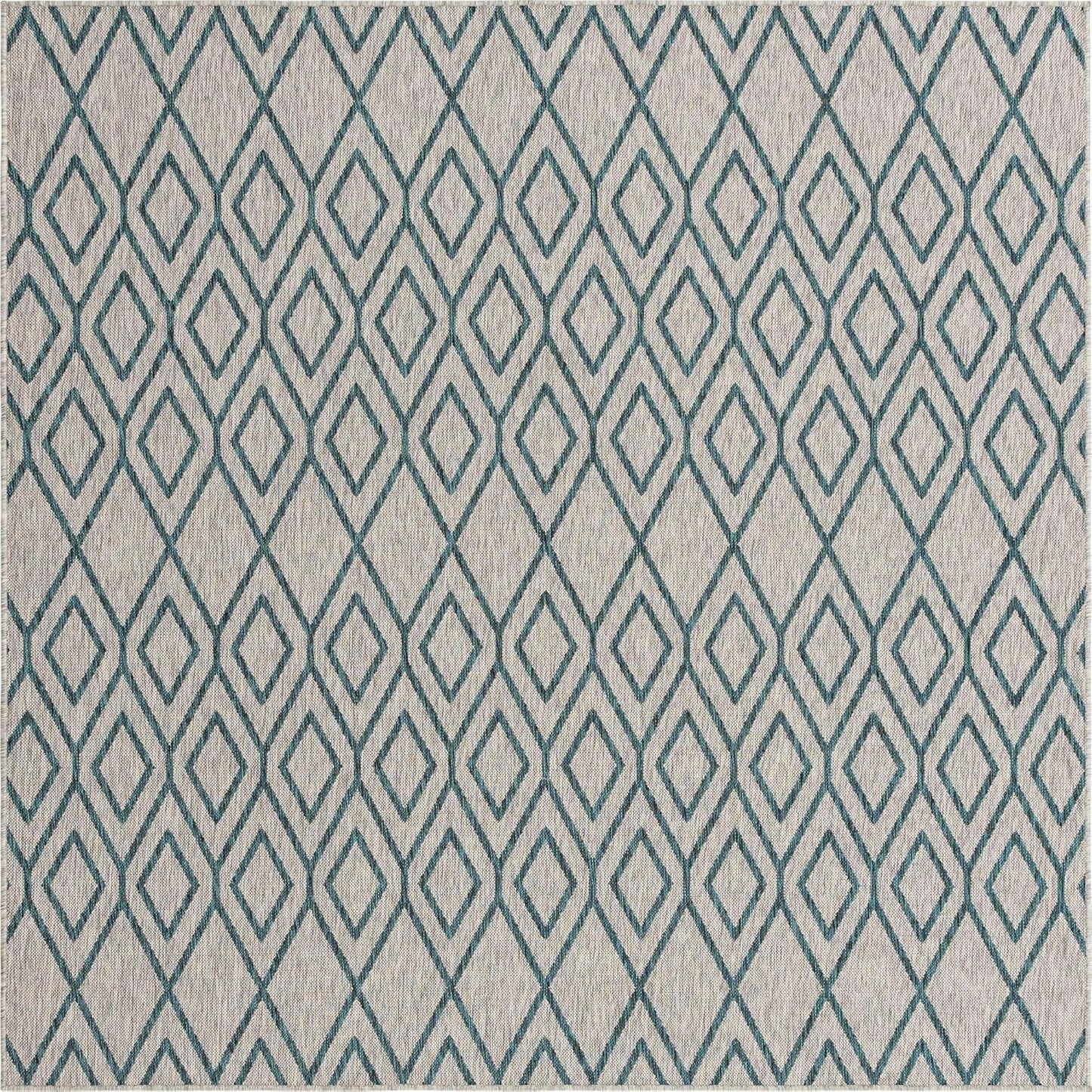 Jill Zarin Outdoor Collection Area Rug - Turks and Caicos (7' 10" Square Gray Teal/Teal)