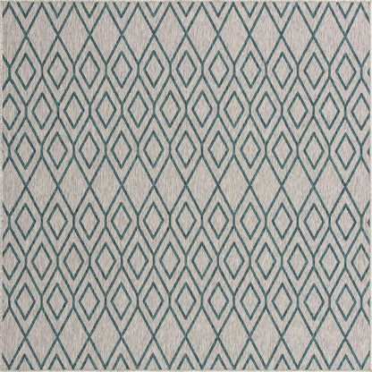 Jill Zarin Outdoor Collection Area Rug - Turks and Caicos (7' 10" Square Gray Teal/Teal)