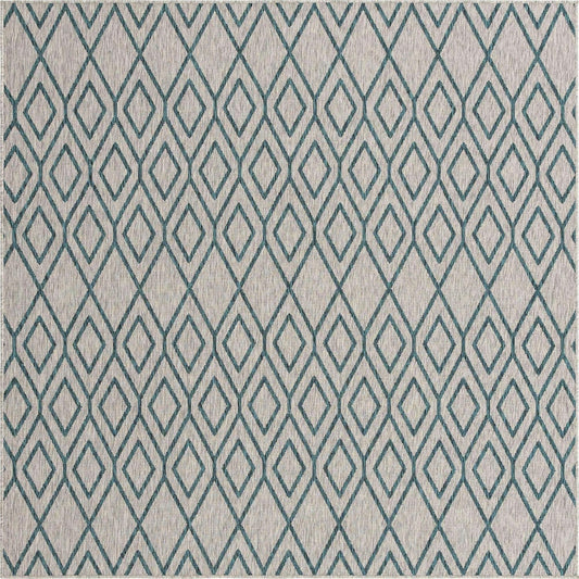 Jill Zarin Outdoor Collection Area Rug - Turks and Caicos (7' 10" Square Gray Teal/Teal)