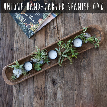 Decorative Wooden Dough Bowl Decor Approx 30 Inch, Hand Carved Rustic Wood Long Dough Bowl, Large Carved Dough Bowl, Long Wooden Bowl, Bread Shaped Bowl Wooden Large Dough Bowl Centerpiece Made in USA