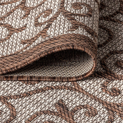 JONATHAN Y Vintage Filigree Indoor Outdoor Area Rug 5X8 Taupe/Espresso, Madrid Textured Weave for Backyard, Patio, Porch, Easy-Cleaning, High Traffic, Pet-Friendly, Non-Shedding (SMB107C-5)